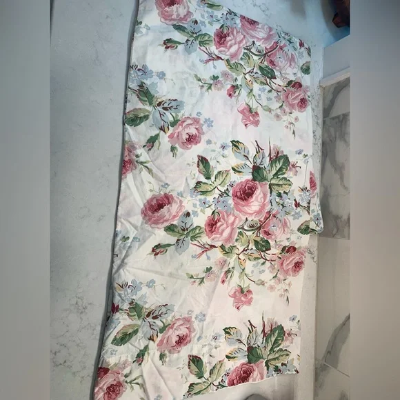 Vtg Lauren Ralph Lauren Cream Floral Cottagecore Pond Cotton Pillowcase Set 2 - Picture 2 of 8